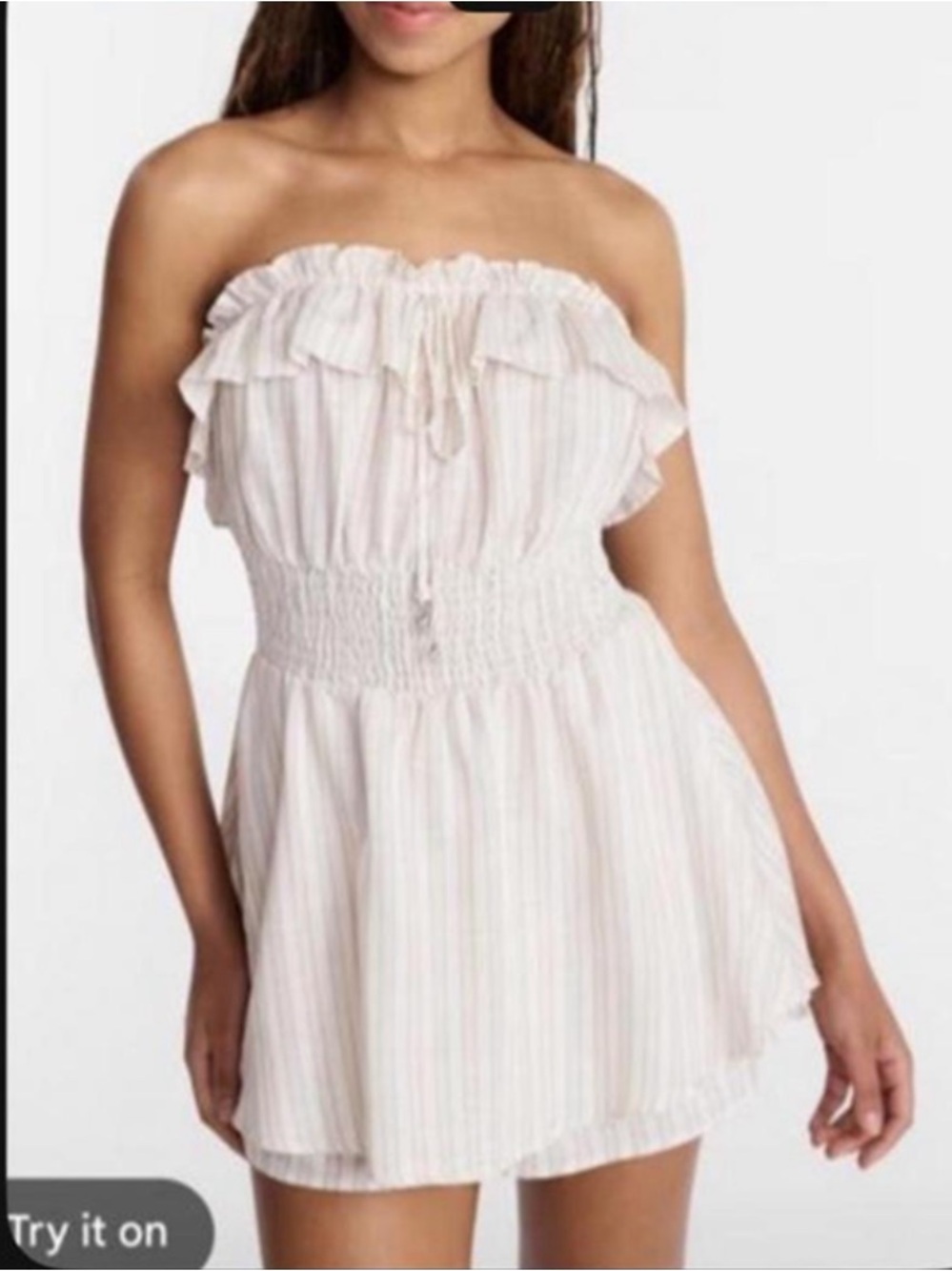 No Boundaries Cream and Light Pink Striped Romper